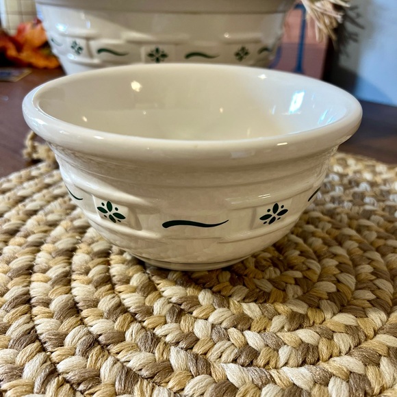 Longaberger Pottery Woven Traditions Green (4) Nesting Mixing Bowls Excellent - Picture 4 of 4